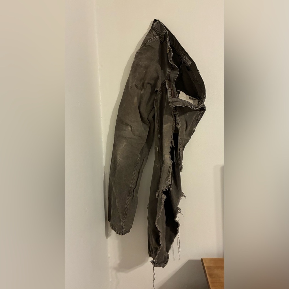 Extreme Distressed Carhartt Dark Brown Canvas Pants